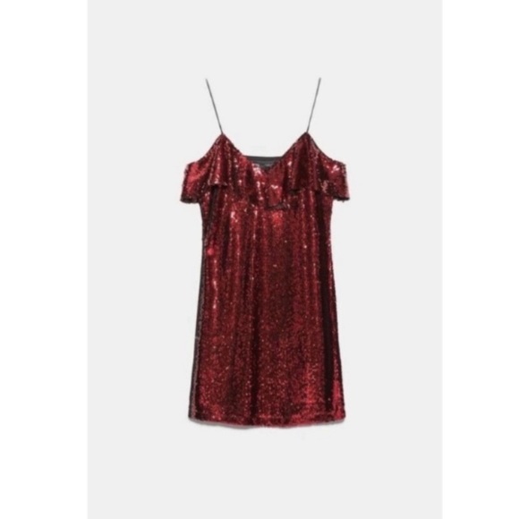 NWT Zara luxury holiday party wedding red mini sequin dress - Picture 4 of 12